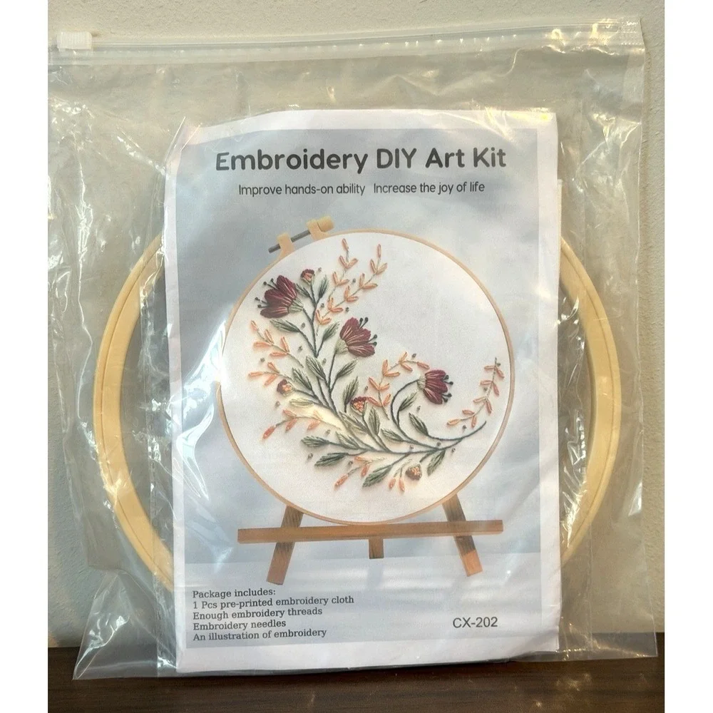 Embroidery DIY Art Kit Floral #CX-202 New Sealed Cottagecore